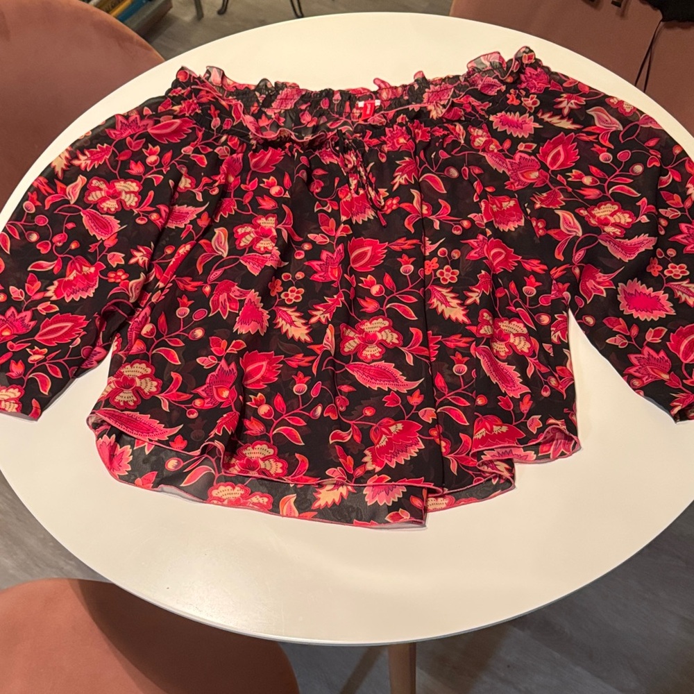 Josie Black and Pink Floral Top
